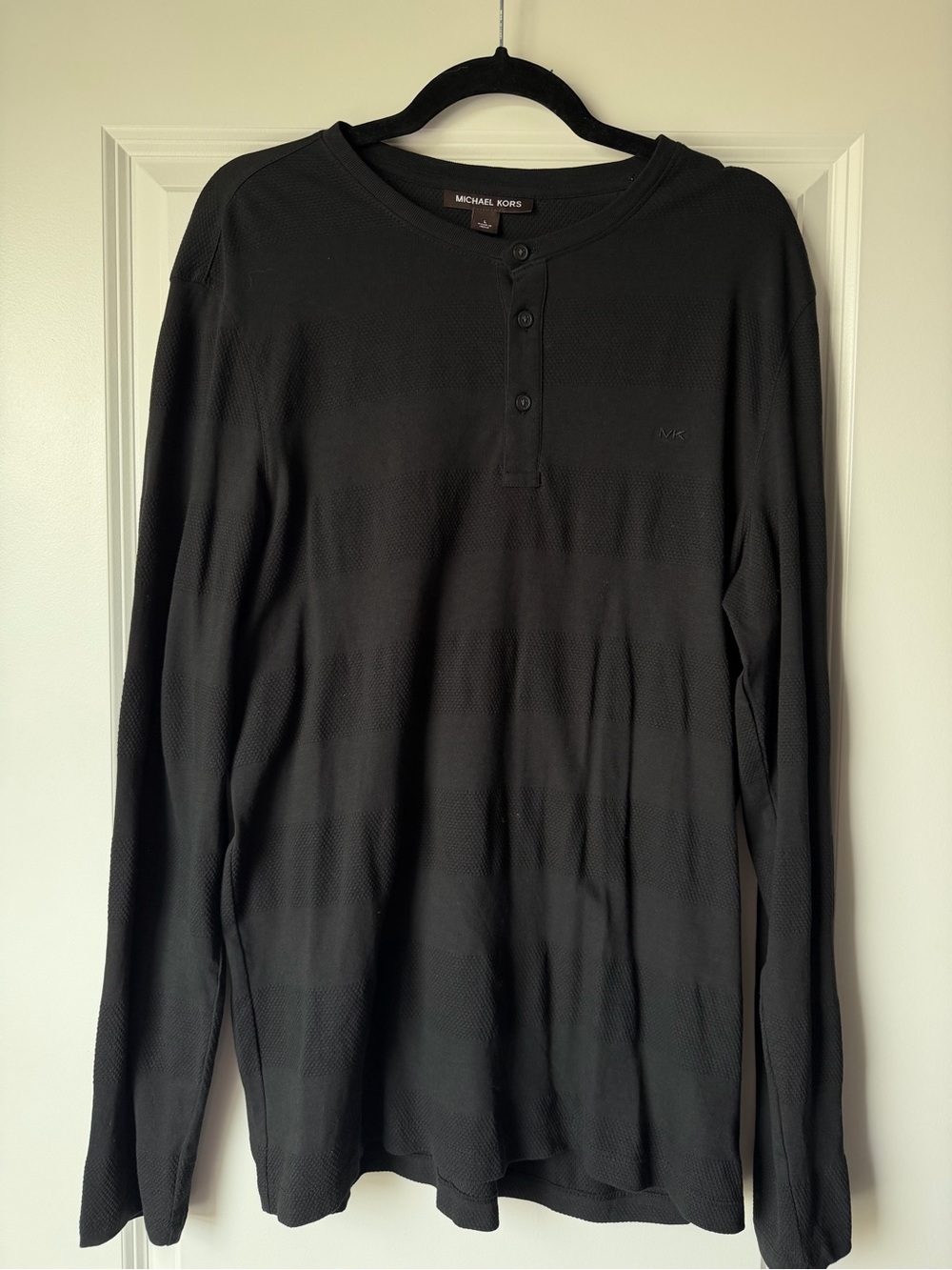 Michael Kors Black Long-Sleeve Henley Top